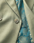 Sage Elegance: Double-Breasted Wool Blend Suit