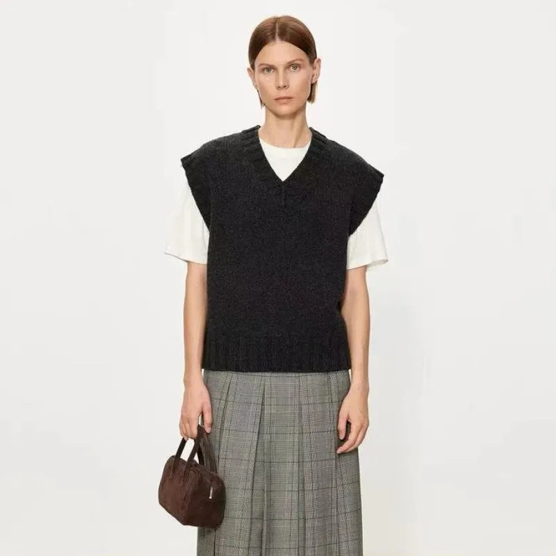 V-Neck Sleeveless Knit Vest