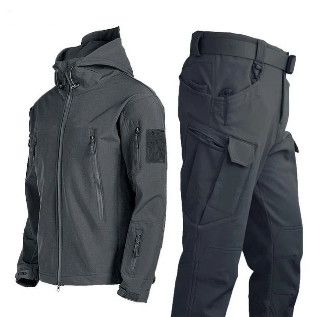 Outdoor Hooded Jacket and Trouser Clothing Set with Style Options