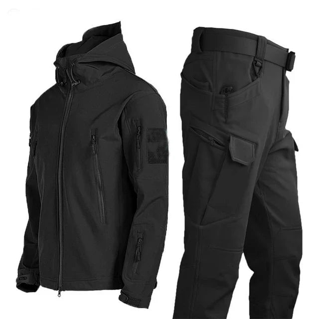 Outdoor Hooded Jacket and Trouser Clothing Set with Style Options