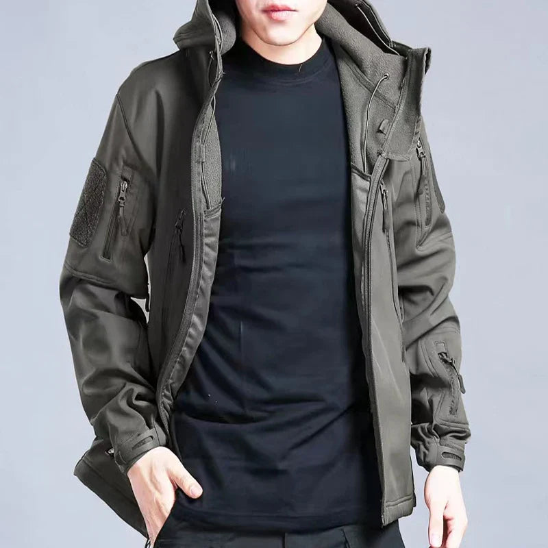 Outdoor Hooded Jacket and Trouser Clothing Set with Style Options
